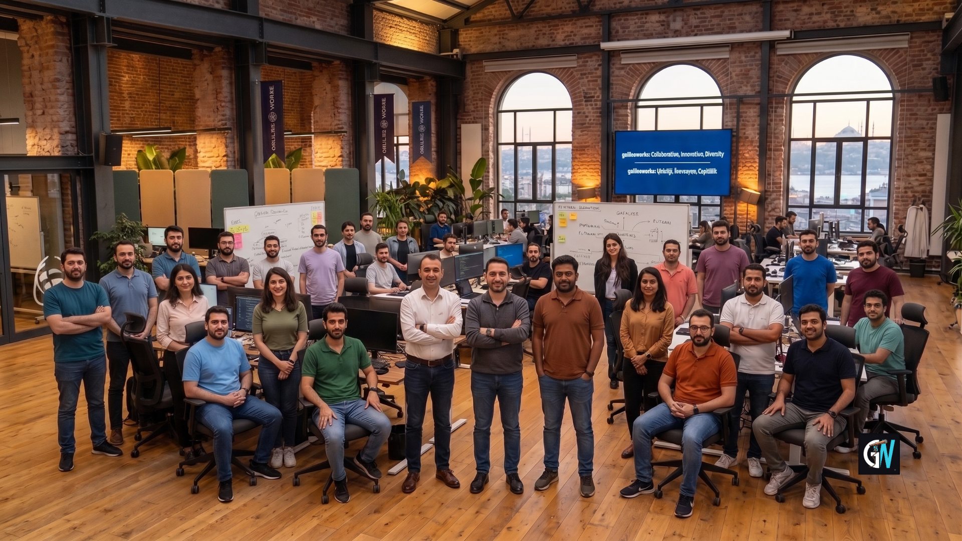 Galileoworks ekibi Istanbul geliştirme salonunda topluca